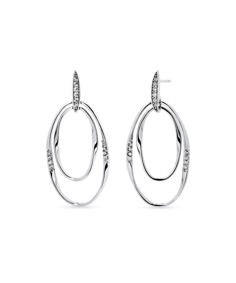 Pendientes largos óvales Flow con circonitas, de Vidal & Vidal