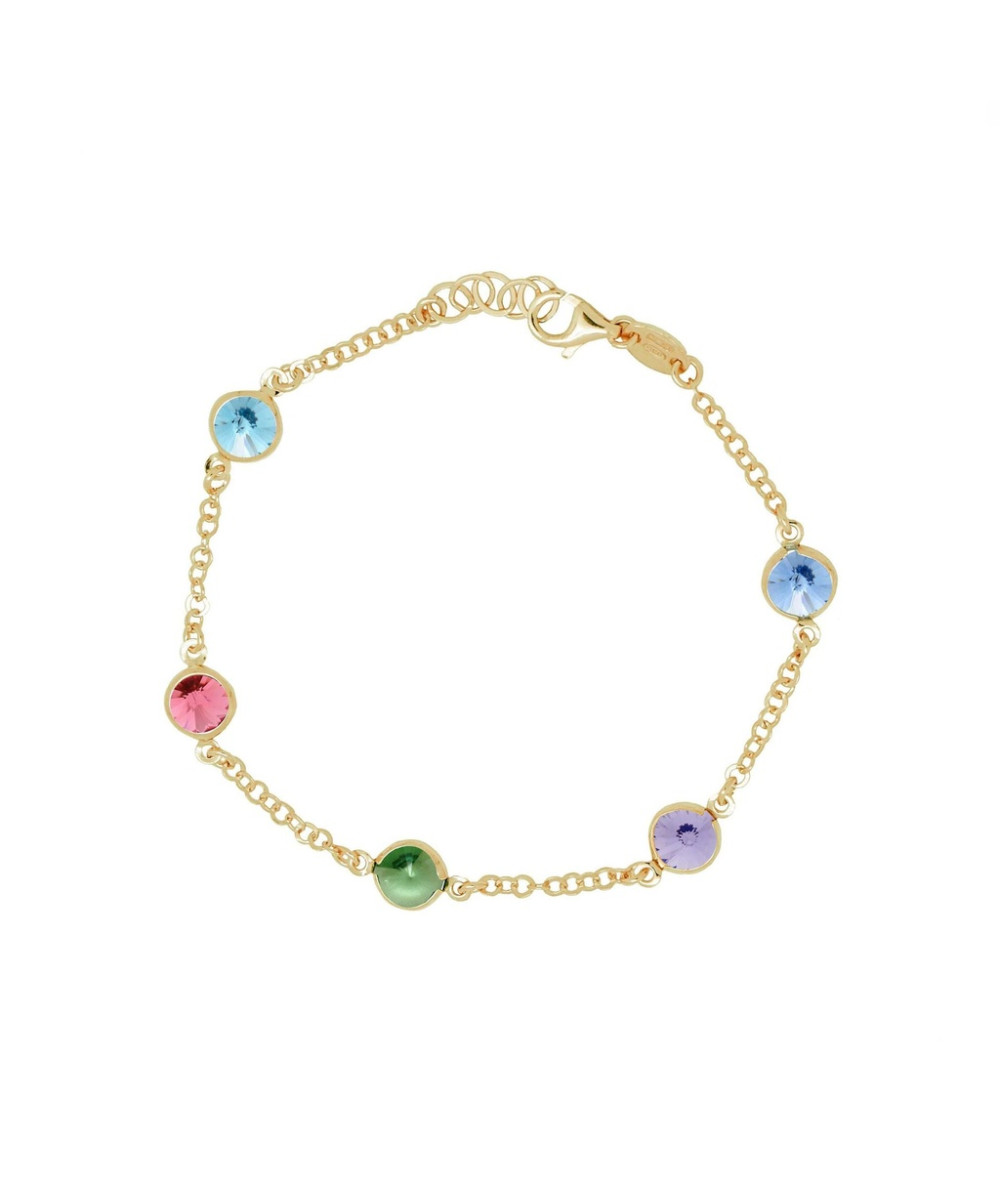 Pulsera de Victoria Cruz, círculo 7mm cristal multicolor en Plata dorada