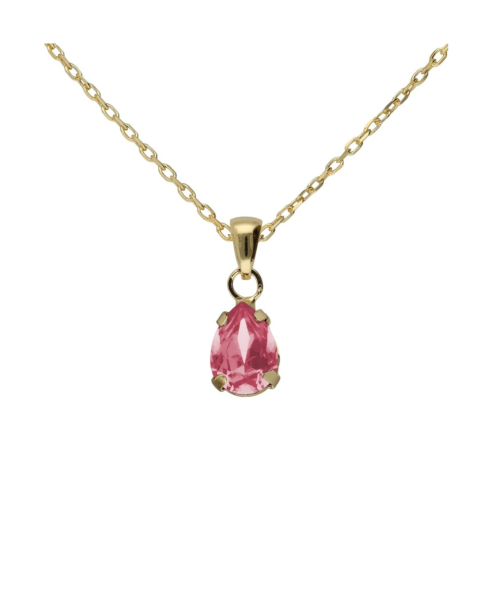 Collar de Victoria Cruz, lágrima Birthstone con cristal en Plata baño Oro