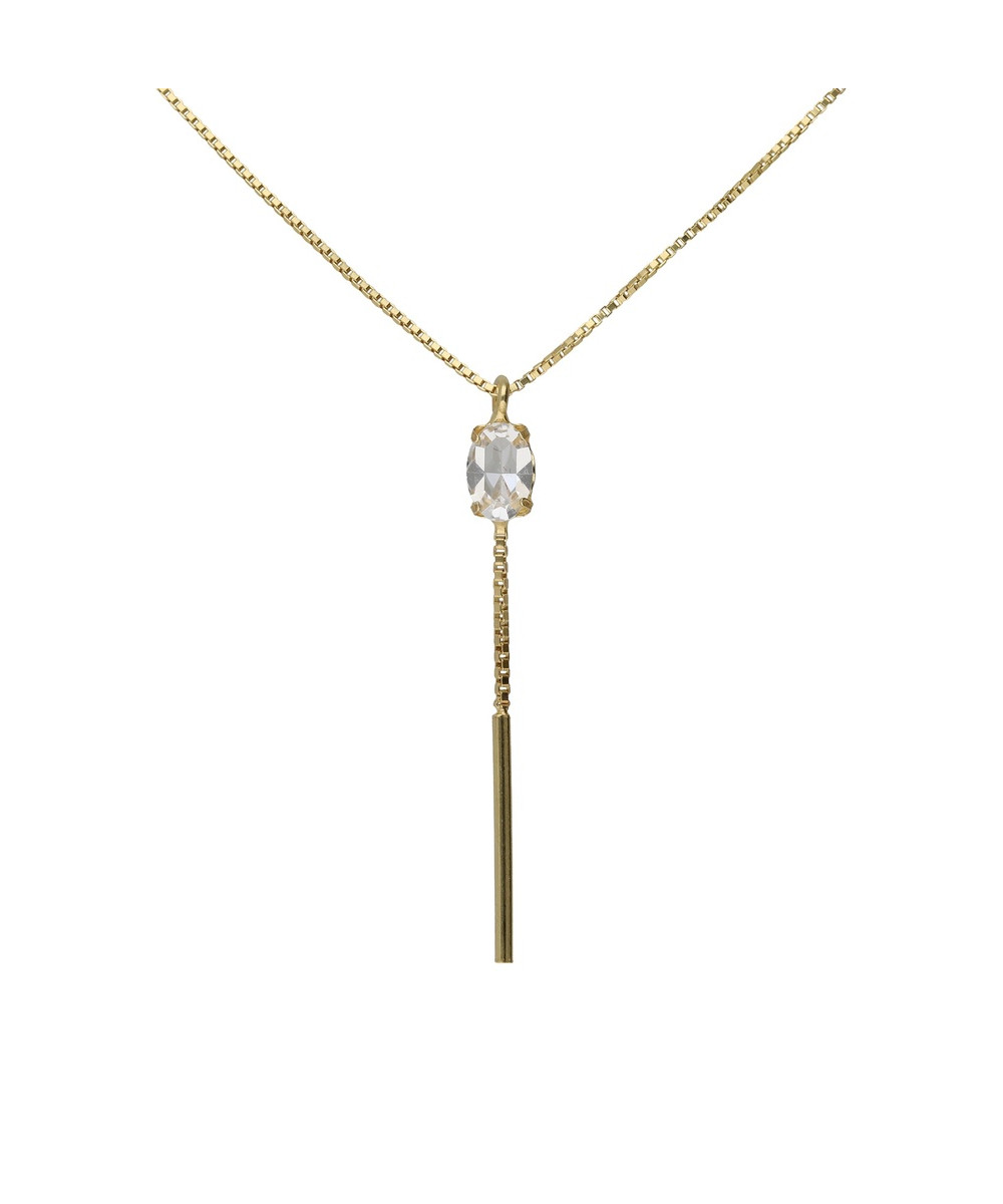 Collar de Victoria Cruz, largo oval Lieve con cristal blanco en Plata dorada