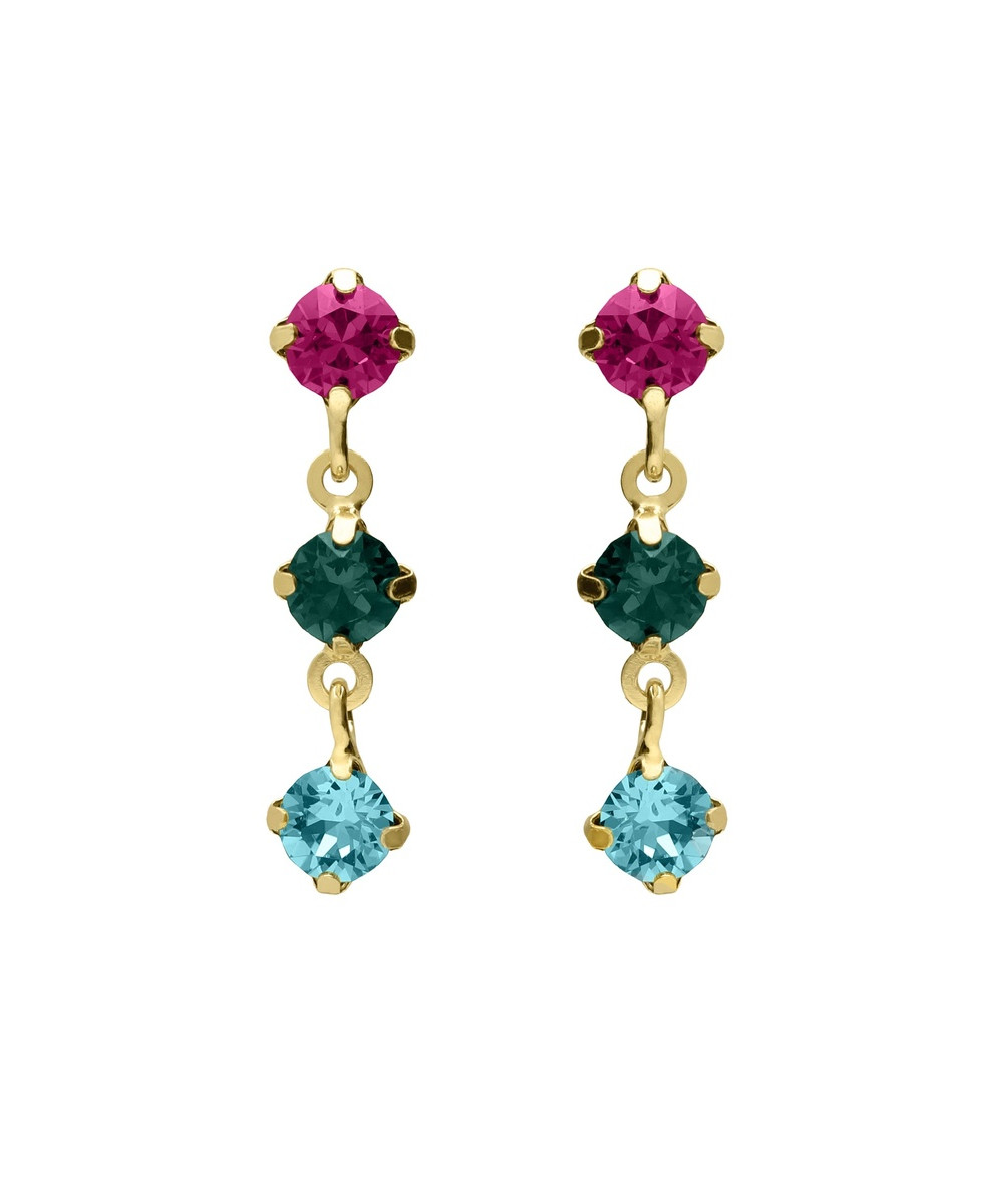 Pendientes de Victoria Cruz, Azure con cristal multicolor en Plata baño Oro