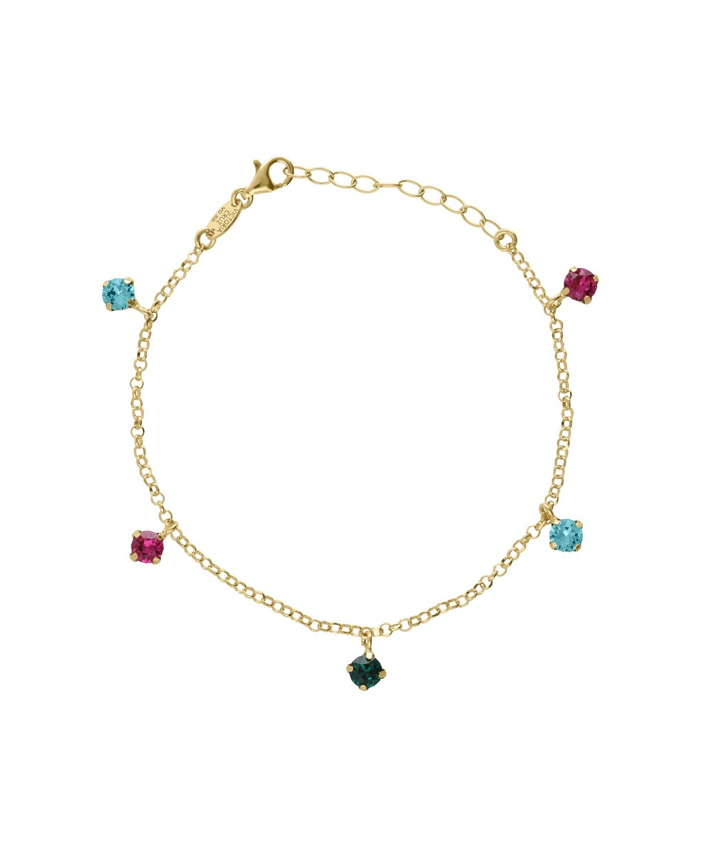 Pulsera Azure, de Victoria Cruz,con cristal multicolor en Plata baño Oro