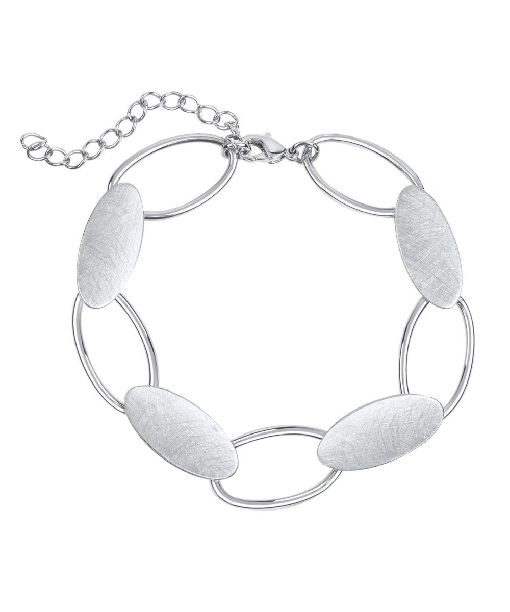 Pulsera acabado en Plata eslabones rayados ovalados de Vidal & Vidal