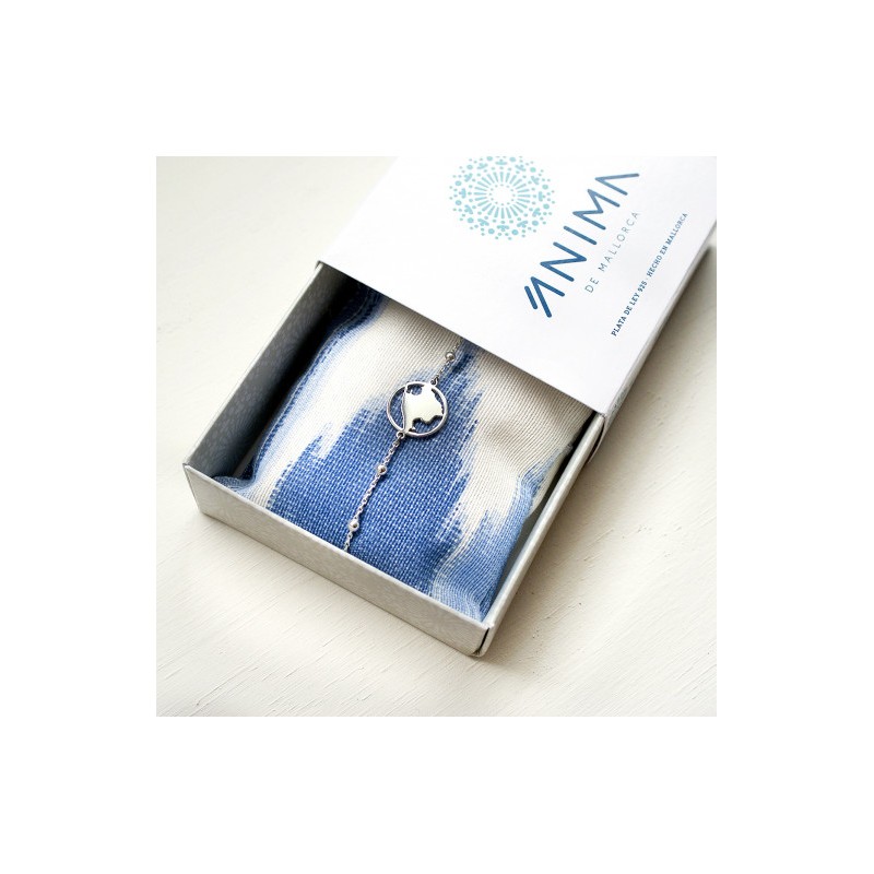 Pulsera de plata con silueta de Mallorca con cadena
