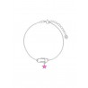 Pulsera clip estrella. Plata de 1ª Ley rodiada. Esmalte fucsia, de MAREA