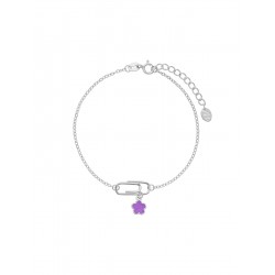 Pulsera clip flor. Plata de...