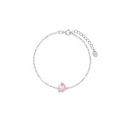 Pulsera unicornio. Plata de 1ª Ley rodiada. Esmalte rosa, de MAREA