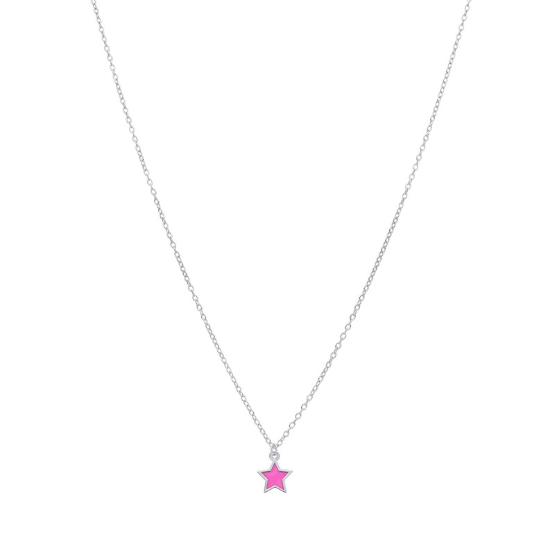 Collar estrella. Plata de 1ª Ley rodiada. Esmalte fucsia, de MAREA