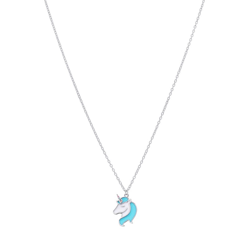 Collar unicornio. Plata de 1ª Ley rodiada. Esmalte turquesa, de MAREA